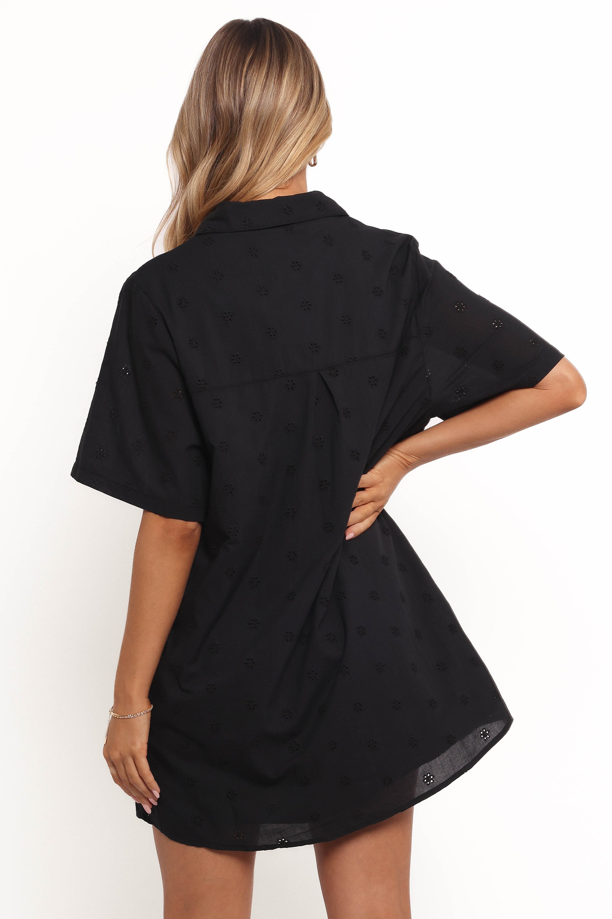 Grady Collared Shirt Dress for Women - Black Button Down Tunic Dress with Long Sleeves | Perfect for Office Wear, Casual Outfits & Spring Fashion