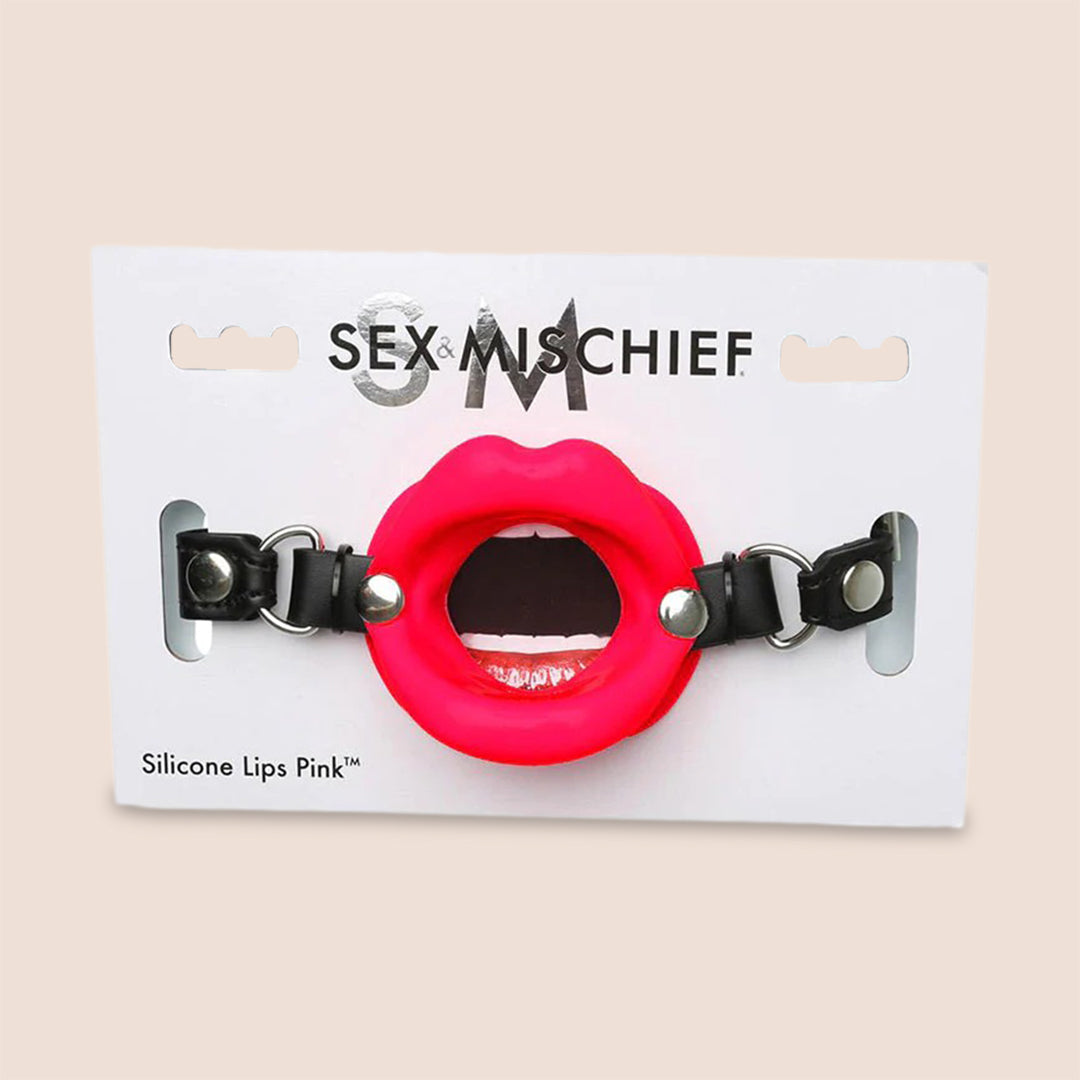 Sex & Mischief Adjustable Silicone Lips Mouth Gag - Breathable BDSM Restraint for Adults, Couples Play & Role-Playing Scenes