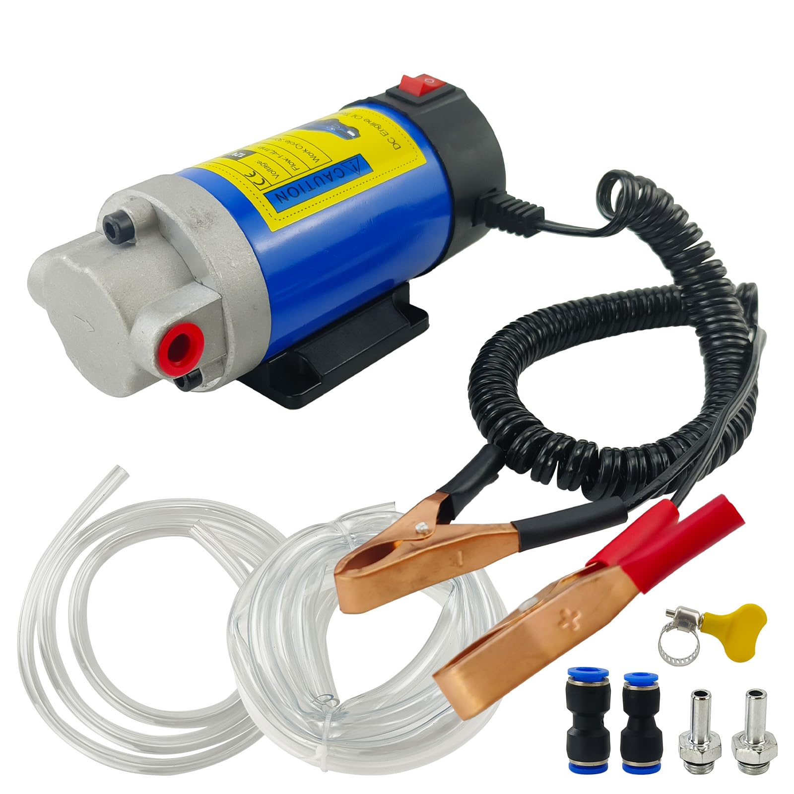 100W Electric Oil Diesel Fluid Transfer Pump with Tubes - High Power Gear Pump for Car, Marine, RV, Boat & Motorcycle - Ideal for Engine Oil Changes, Fuel Transfer & Fluid Extraction