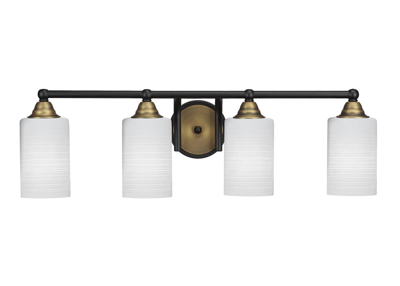 Toltec Lighting Paramount 4-Light Bathroom Vanity Light Fixture in Matte Black & Brass - Modern Bathroom Lighting for Vanity Mirror (Model 3424-MBBR-4061) - Perfect for Bathroom, Powder Room & Dressing Area Illumination