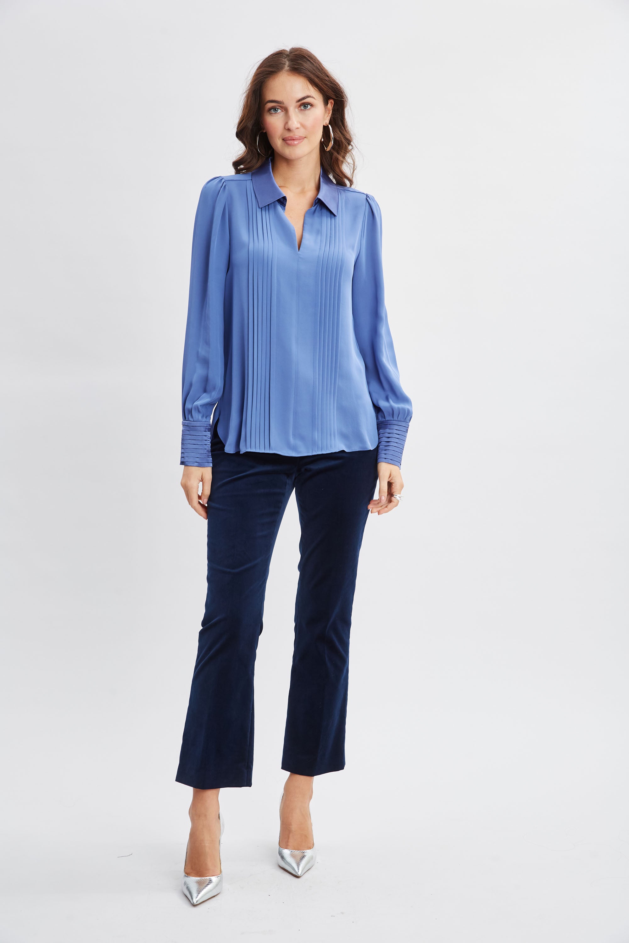 Elegant Silk Pintuck Blouse for Women - Stylish & Comfortable Formal Wear - Perfect for Office, Parties & Special Occasions