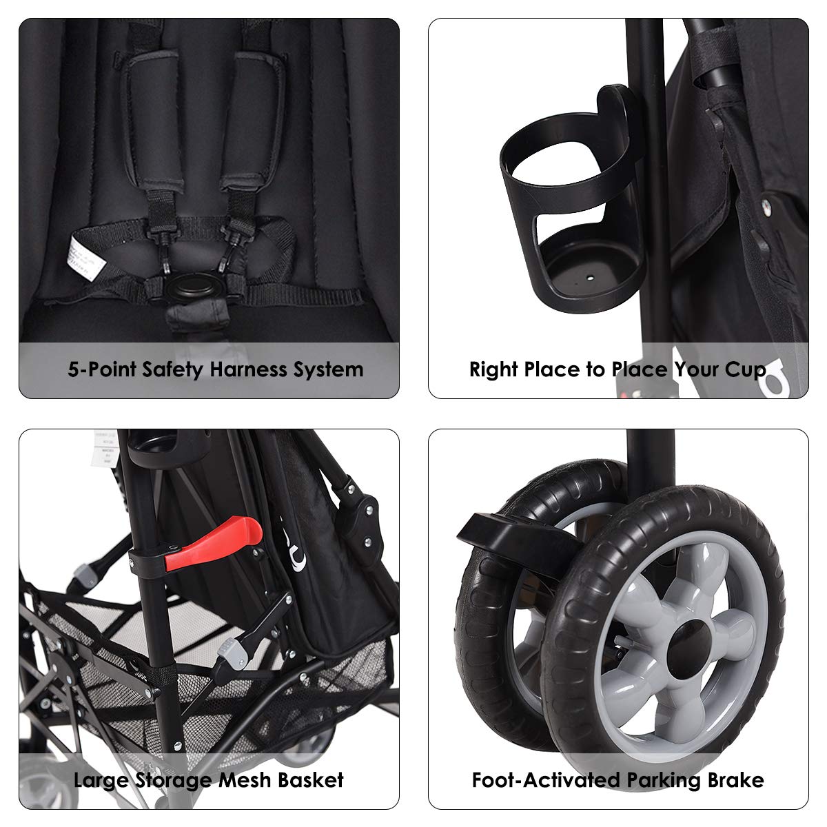 BABY JOY Lightweight Compact Travel Stroller with Adjustable Backrest & Canopy - Easy Fold Umbrella Stroller for Toddlers - Perfect for Air Travel, Shopping, and Daily Walks