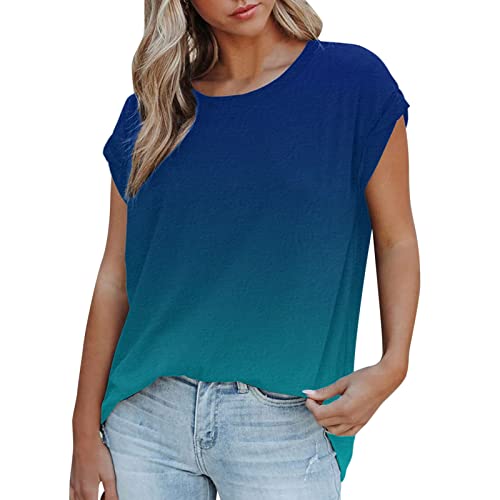 Women's Oversized Off Shoulder Graphic T-Shirt - Casual Short Sleeve Soft Basic Printed Tunic Top for Outdoor Wear (Blue, XXL) | Perfect for Summer Outfits, Beach Vacations & Street Style Fashion