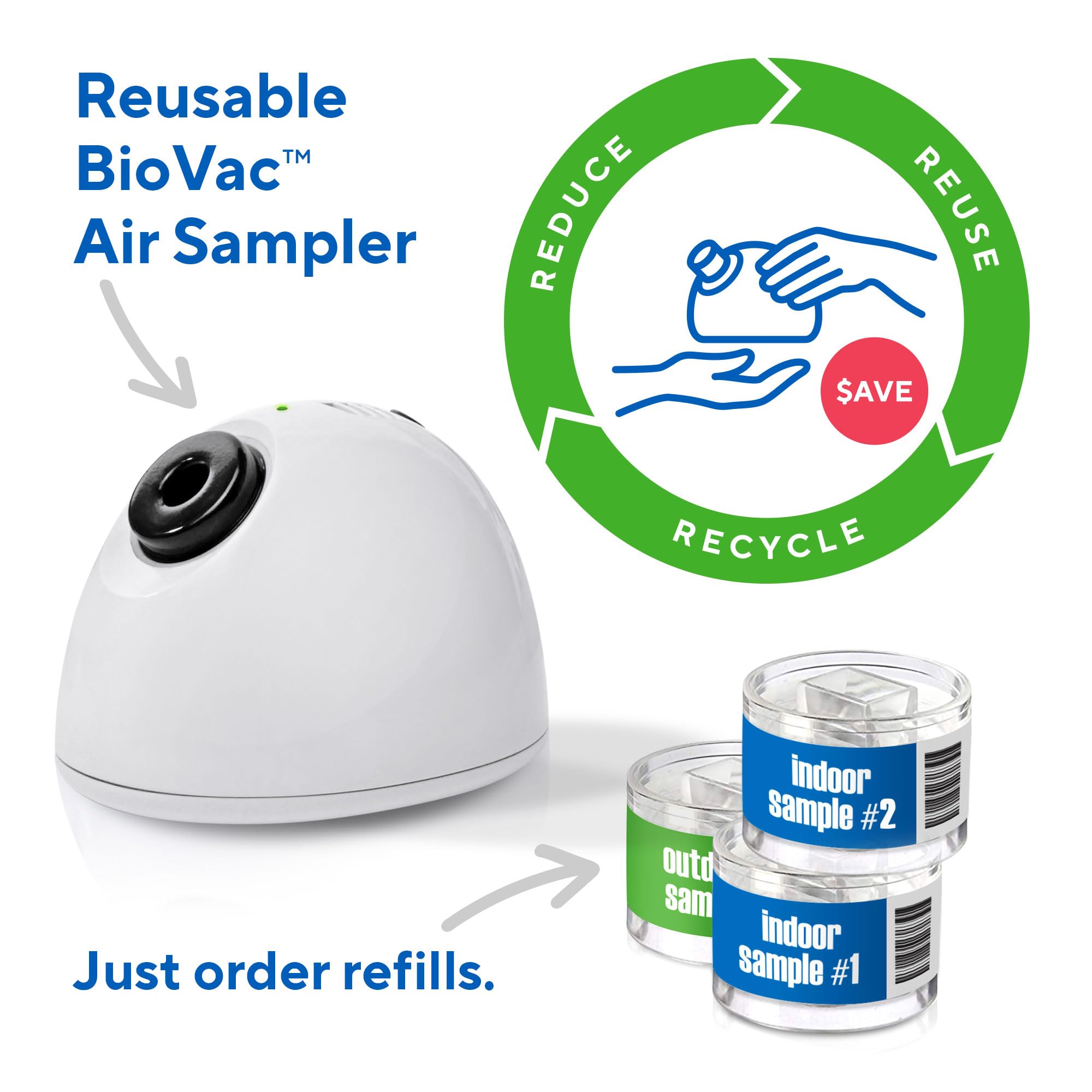 Professional Mold Test Kit for Home - 2 Room Air Quality Testing with Reusable BioVac™ Sampler | Accurate Mold Type & Quantity Analysis | Ideal for Basement, Bedroom & Office Air Safety