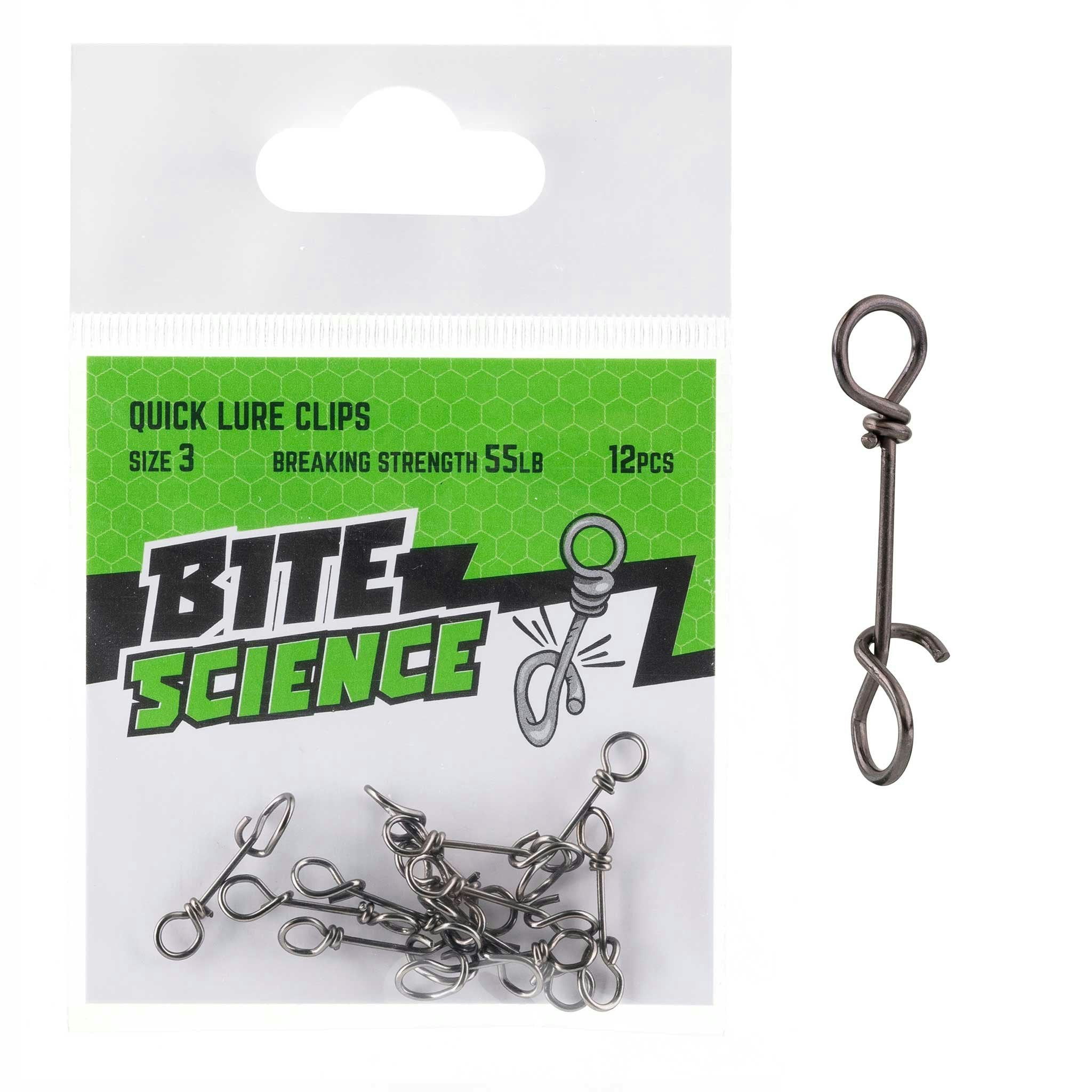 Bite Science Quick Lure Clips - Fishing Gear Accessories for Saltwater & Freshwater Anglers - Perfect for Bass, Trout, and Walleye Fishing