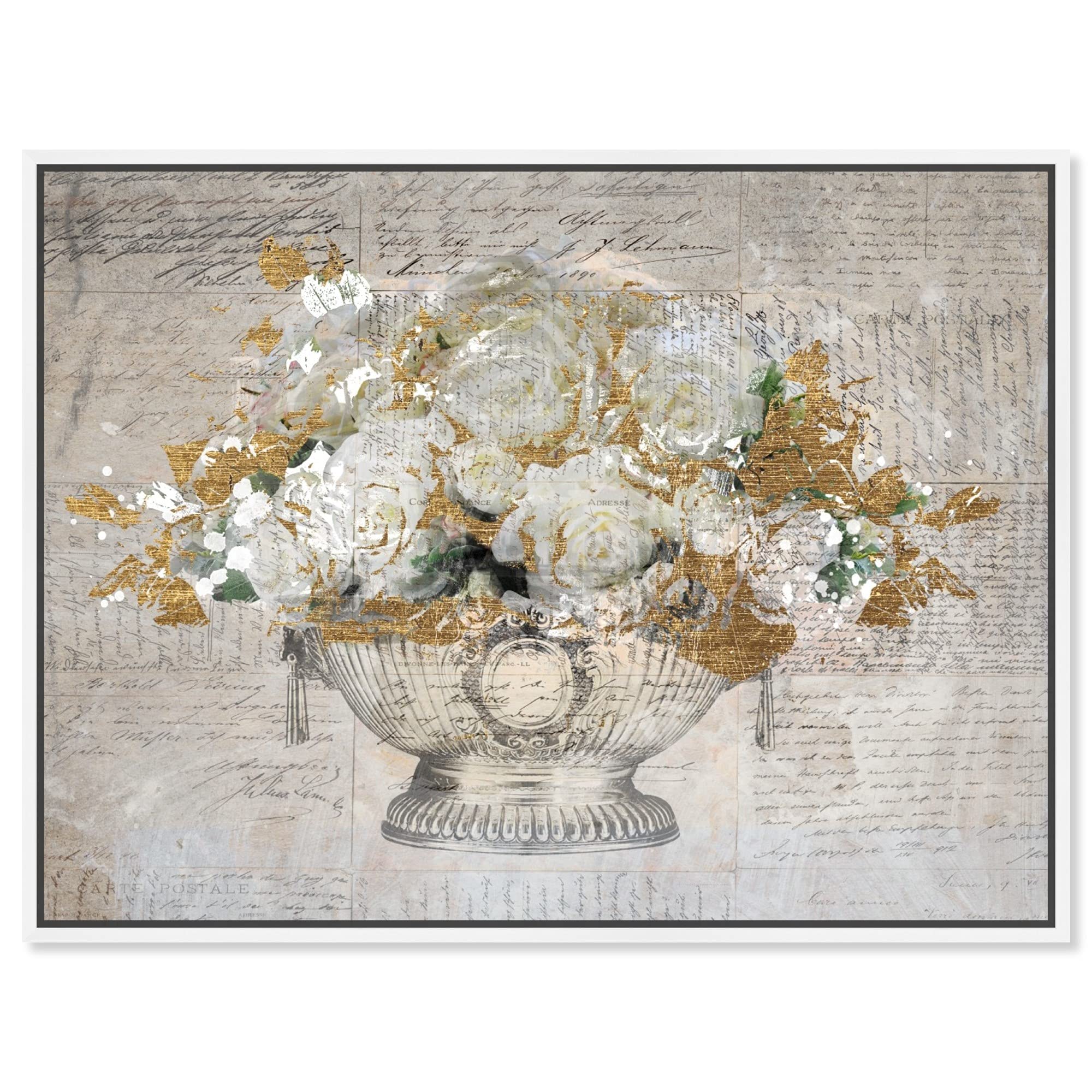 Monaco Roses Floral Framed Canvas Prints - Botanical Wall Art for Living Room, Bedroom & Office Decor