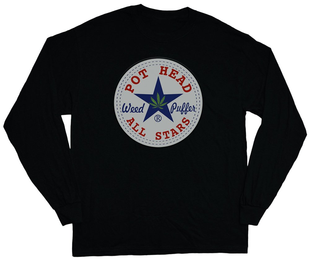 Funny Weed Pot 420 Long Sleeve T-Shirt for Men - Black Cannabis Graphic Tee - Perfect for Stoner Gifts, 420 Parties & Casual Wear