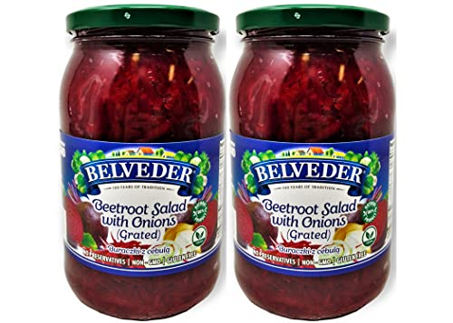 Organic Beetroot Salad with Onions - All Natural, Non-GMO, Gluten Free & Vegan - No Preservatives - 31.74 Oz (Pack of 2) - Perfect for Healthy Meals, Picnics & Vegan Diet