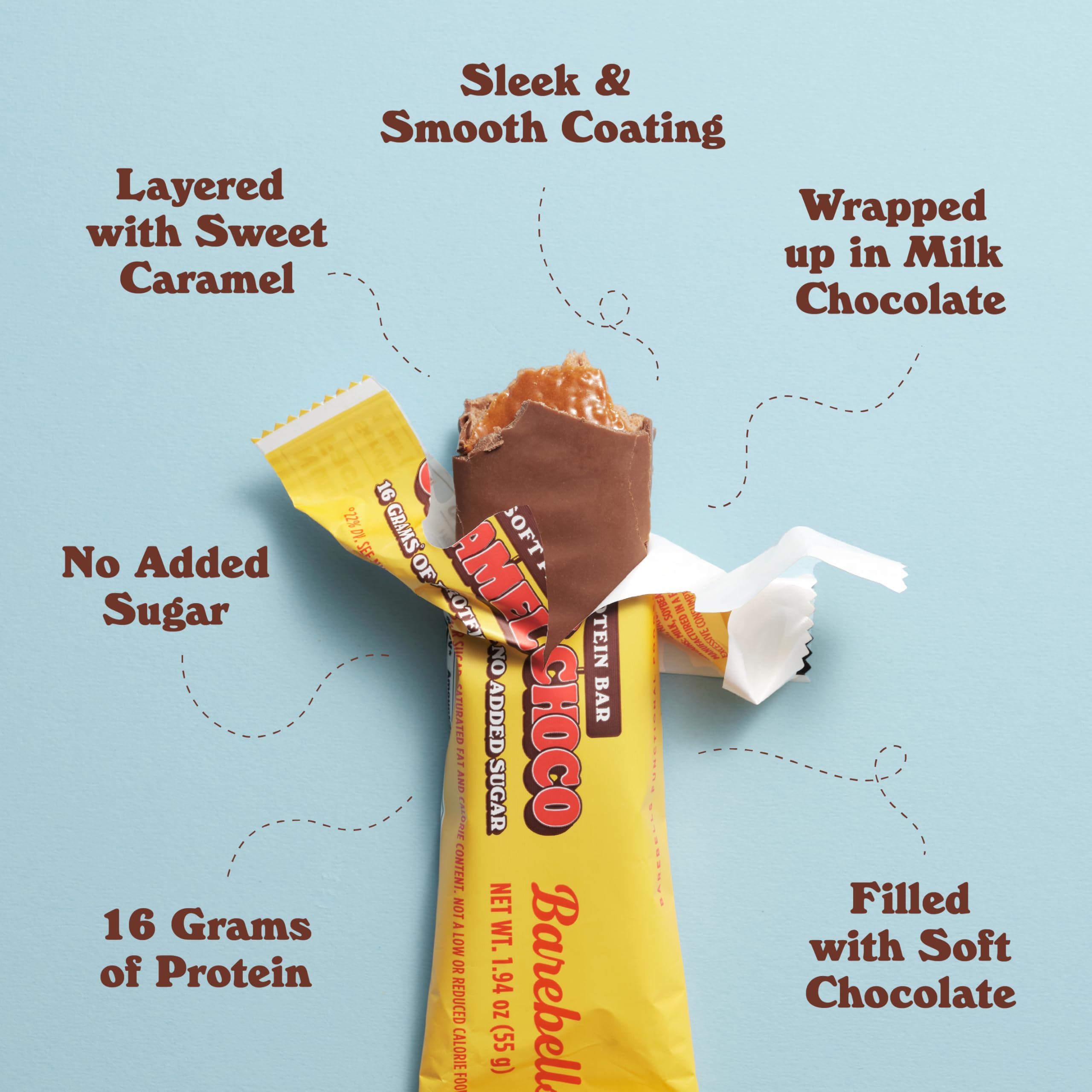Barebells Soft Protein Bars Caramel Choco - 12 Count, Pack of 2 - High Protein Snack with 16g Protein & Low Sugar (2g) - Fluffy Chocolate Protein Bar for Workout Recovery, Healthy Breakfast & On-the-Go Snacking