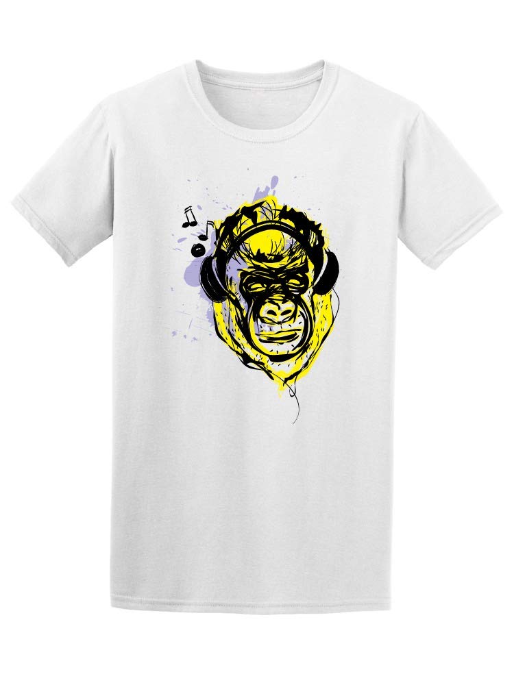 Smartprints Retro Monkey With Headphones Graphic T-Shirt for Men | Vintage Style Cotton Tee | Casual Streetwear & Music Lover Outfit