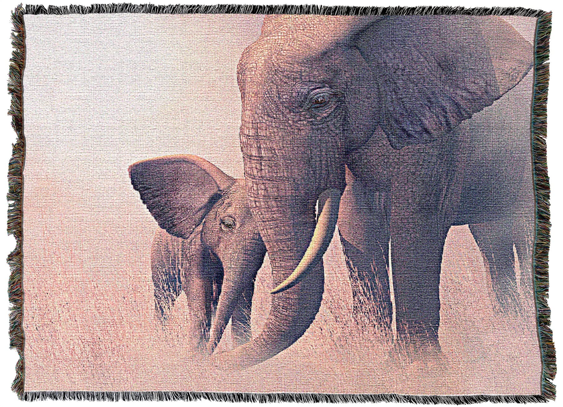 Pure Country Weavers Echo and Ebony Elephant Cotton Woven Throw Blanket by Nene Thomas - 72x54 Inches Handmade in USA - Perfect for Sofa, Bed, Nursery Decor and Gift Giving