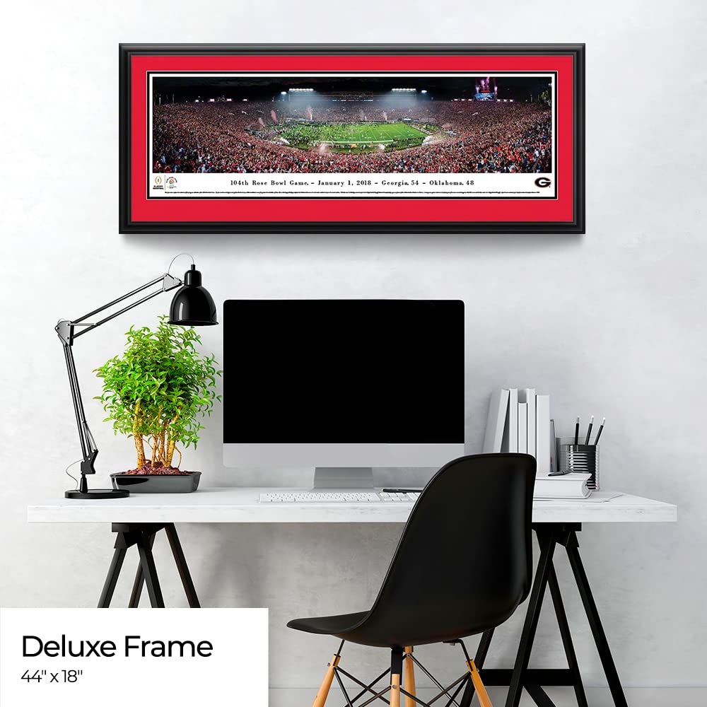 Georgia Bulldogs Rose Bowl 2018 Champions Poster - College Football Wall Art Decor - Framed Pictures & Panoramic Prints by Blakeway - Perfect for Game Room, Man Cave & Dorm Decor