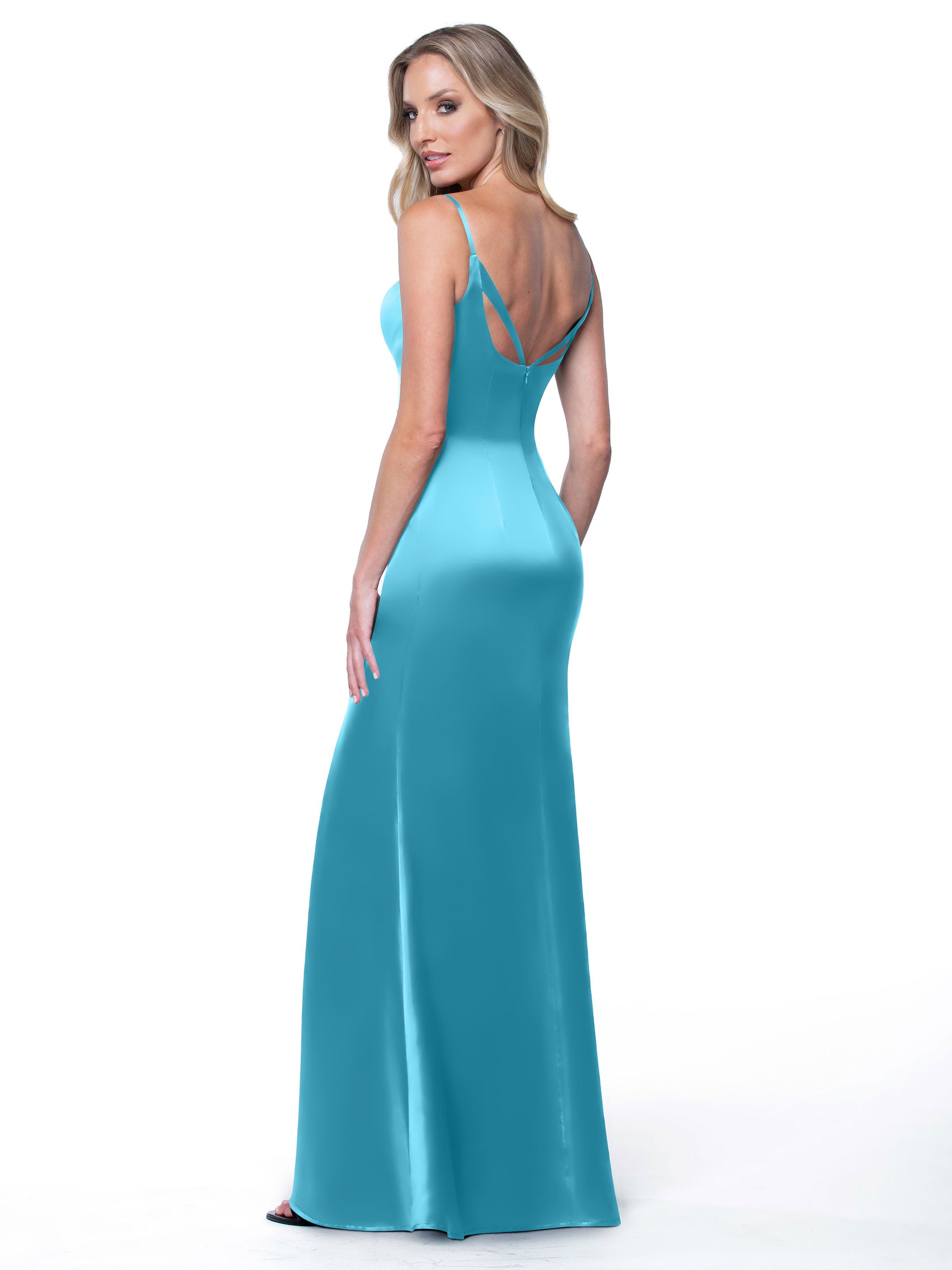 Elegant Fit and Flare Satin Bridesmaid Dress with Thigh High Slit - Perfect for Weddings, Prom, and Formal Events
