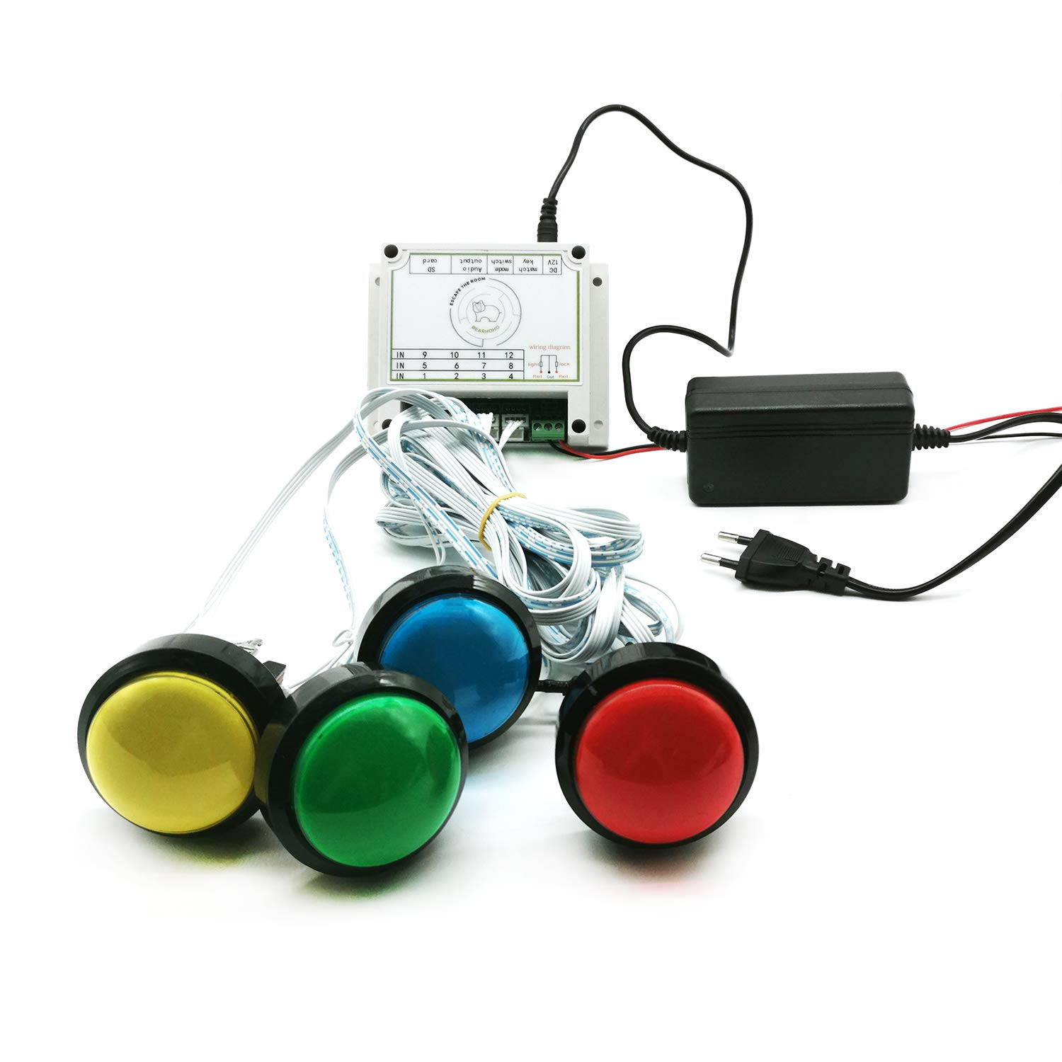 Escape Room Button Mechanism - 5 Color Options for 12V Magnetic Lock Control - Perfect for Exit Game Owners, Players & Adventurers (1 Button, No Video) - Ideal for Puzzle Rooms, Team Building & Interactive Adventures