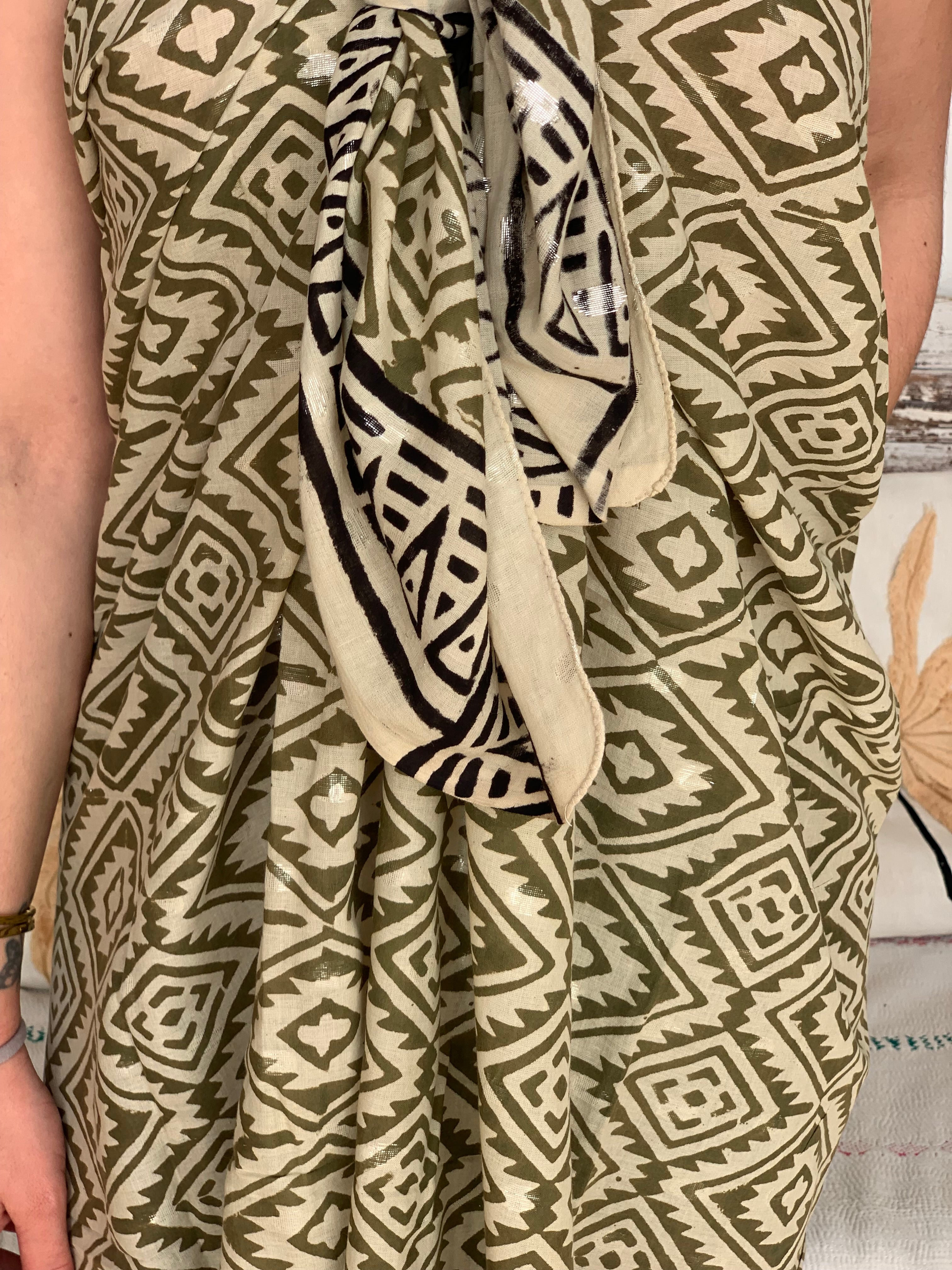 Large Size Sarong - Ethnic Block Print Pareo for Beach, Pool & Summer Vacation | New Collection