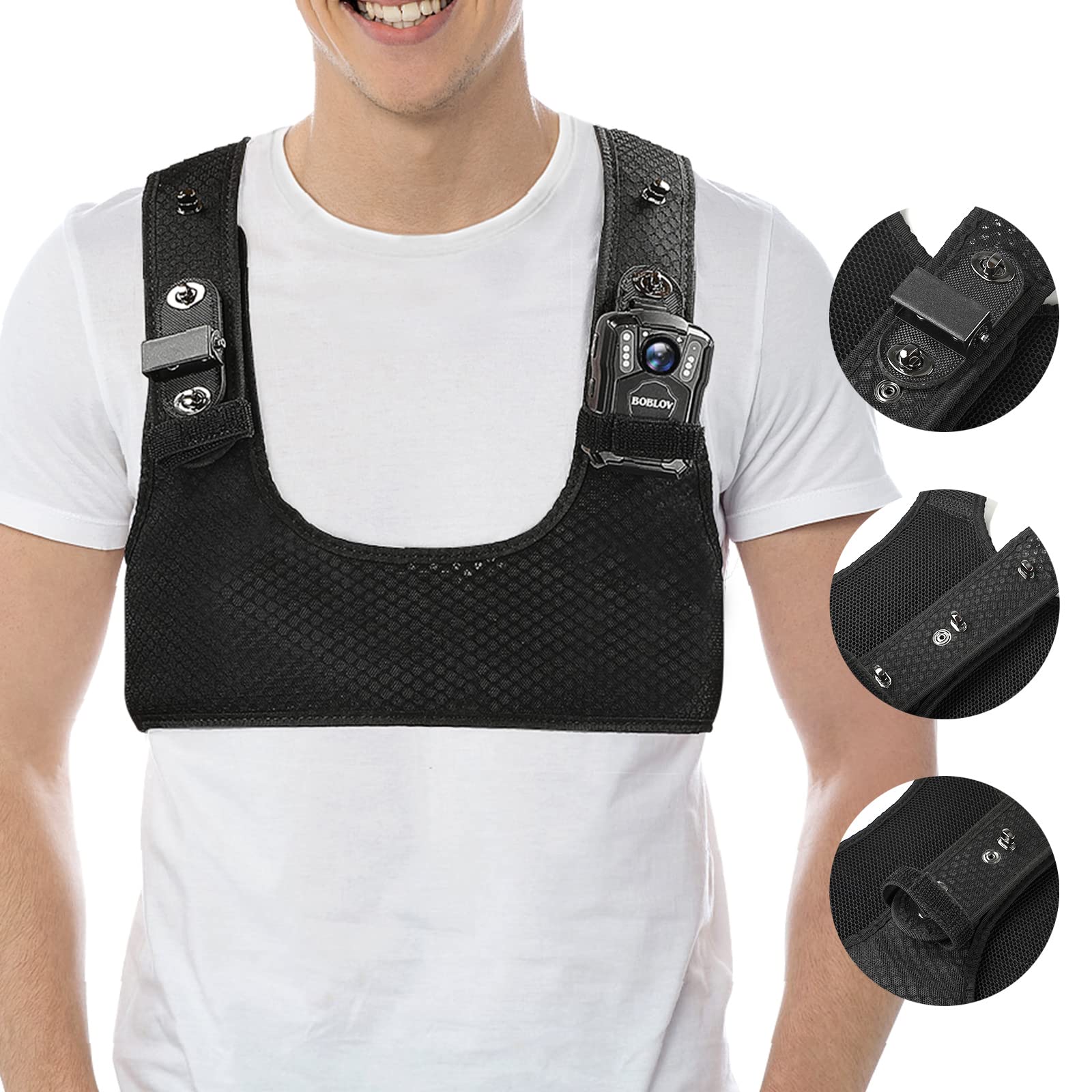 BOBLOV KJ21 1296P HD Body Camera with 128GB Expandable Memory, 8-10 Hours Recording - Police, Security, Law Enforcement Wearable Camera for Chest Vest Mount (Ideal for Patrols, Evidence Collection & Workplace Safety)
