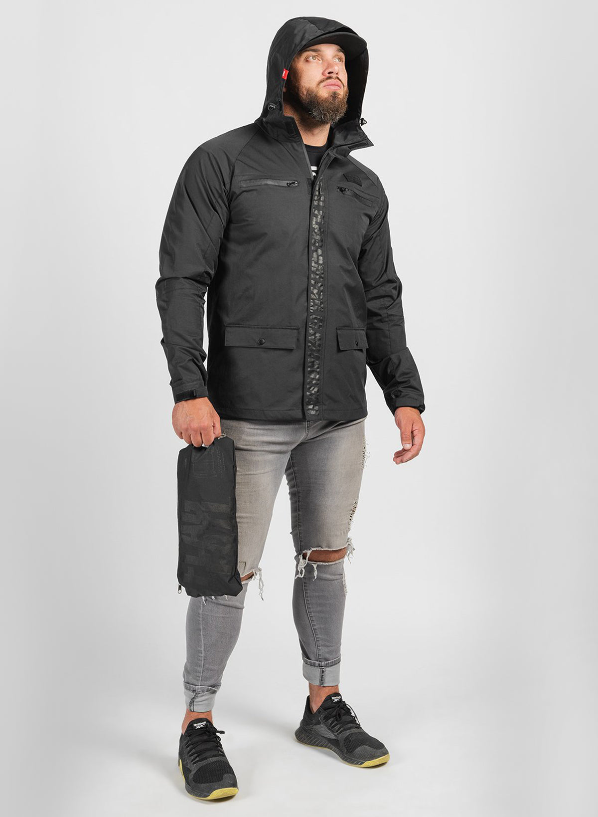 Waterproof Rain Jacket for Men & Women - Lightweight Windbreaker with Hood - Black Outdoor Raincoat for Hiking, Camping & Travel