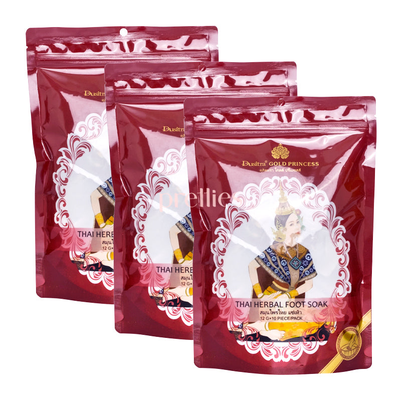 Royal Gold Princess Royal Thai Herbal Foot Soak - 30 Packs (10pcs x3) for Relaxation, Detox & Pain Relief - Perfect for Spa, Home Use & Gift Giving