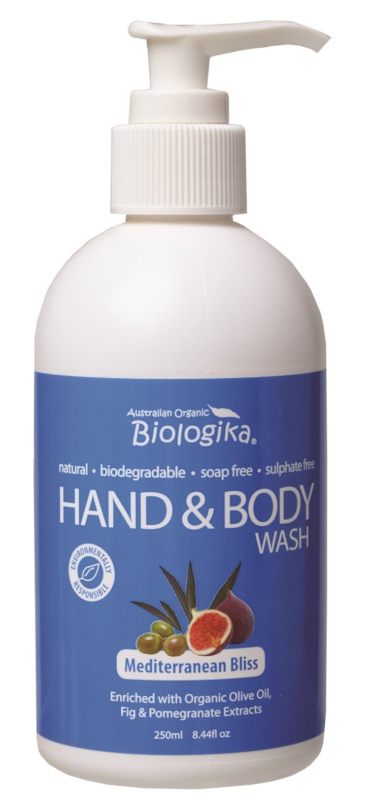 Biologika Natural Hand & Body Wash - Mediterranean Scent | Organic Plant-Based Formula for Dry & Sensitive Skin | Perfect for Home, Spa & Travel Use