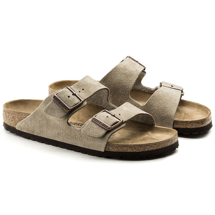 Arizona Suede Leather Sandals for Women - Taupe Color | Comfortable & Stylish Casual Footwear for Summer, Beach, and Everyday Wear