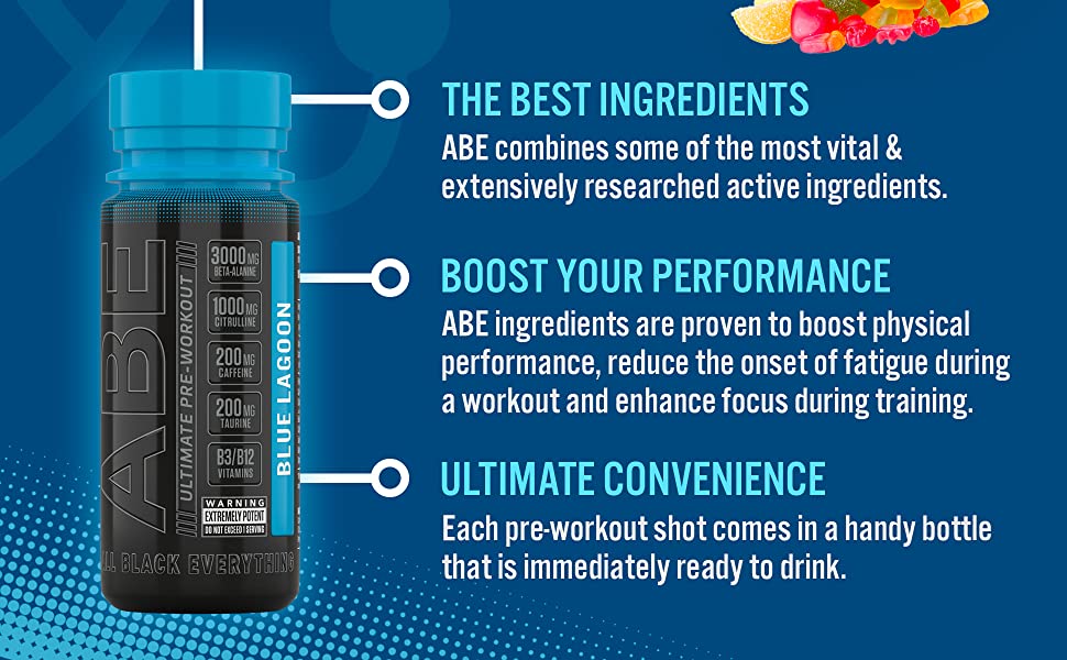 Applied Nutrition ABE Shot Energy Drink - 12x60ml Bottles for Workout, Gym & Focus | Pre-Workout Boost & Mental Clarity