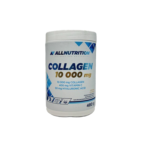 Allnutrition Premium Collagen Powder 480g - Orange Flavor for Skin, Hair & Joint Support - Perfect for Smoothies, Shakes & Healthy Drinks