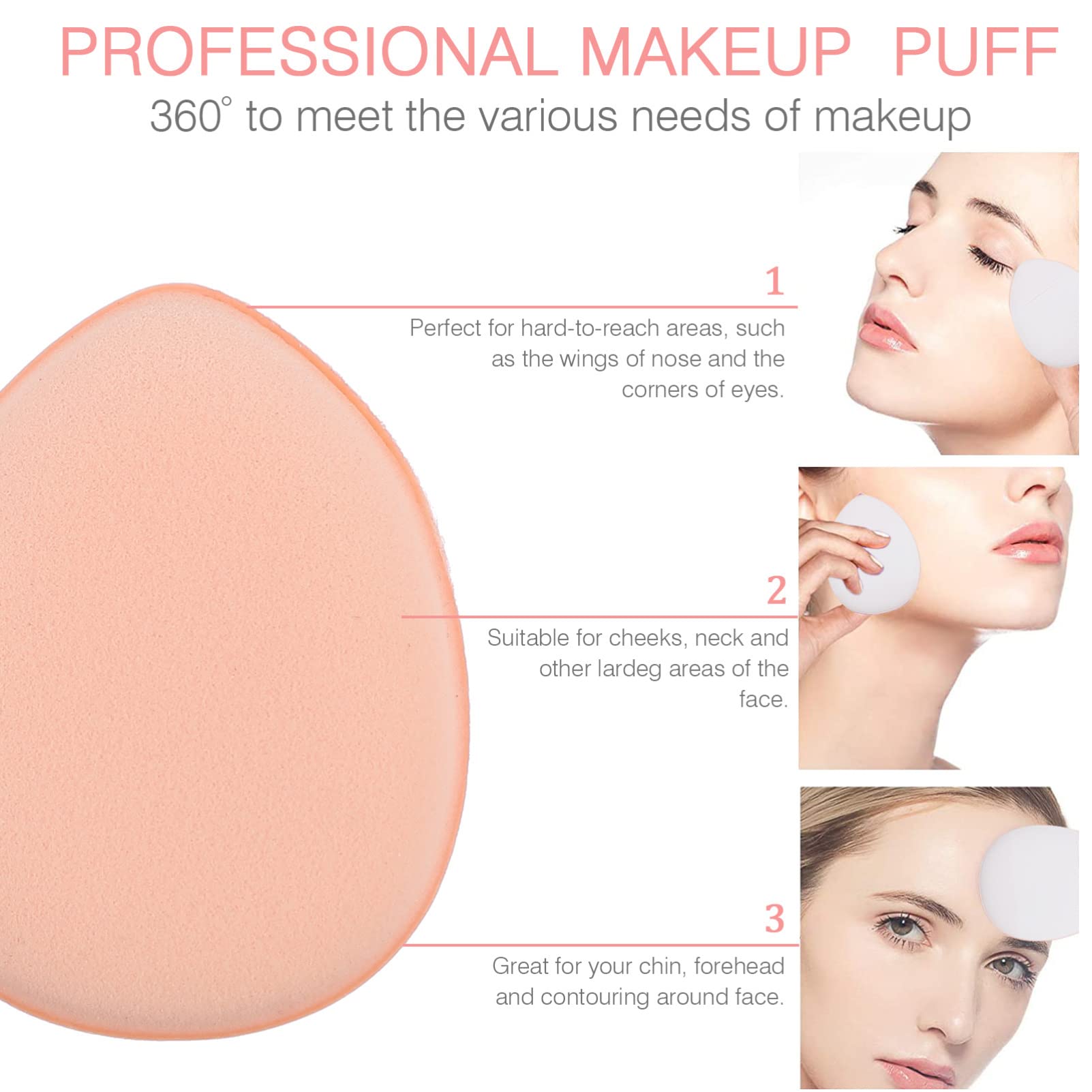 Minkissy 20pcs Finger Powder Puff - Hydrophilic Non-Latex Fluffy Makeup Sponge for Foundation, Setting Powder & Makeup Removal | Mini Beauty Blender for Flawless Face Makeup Application & Touch-Ups