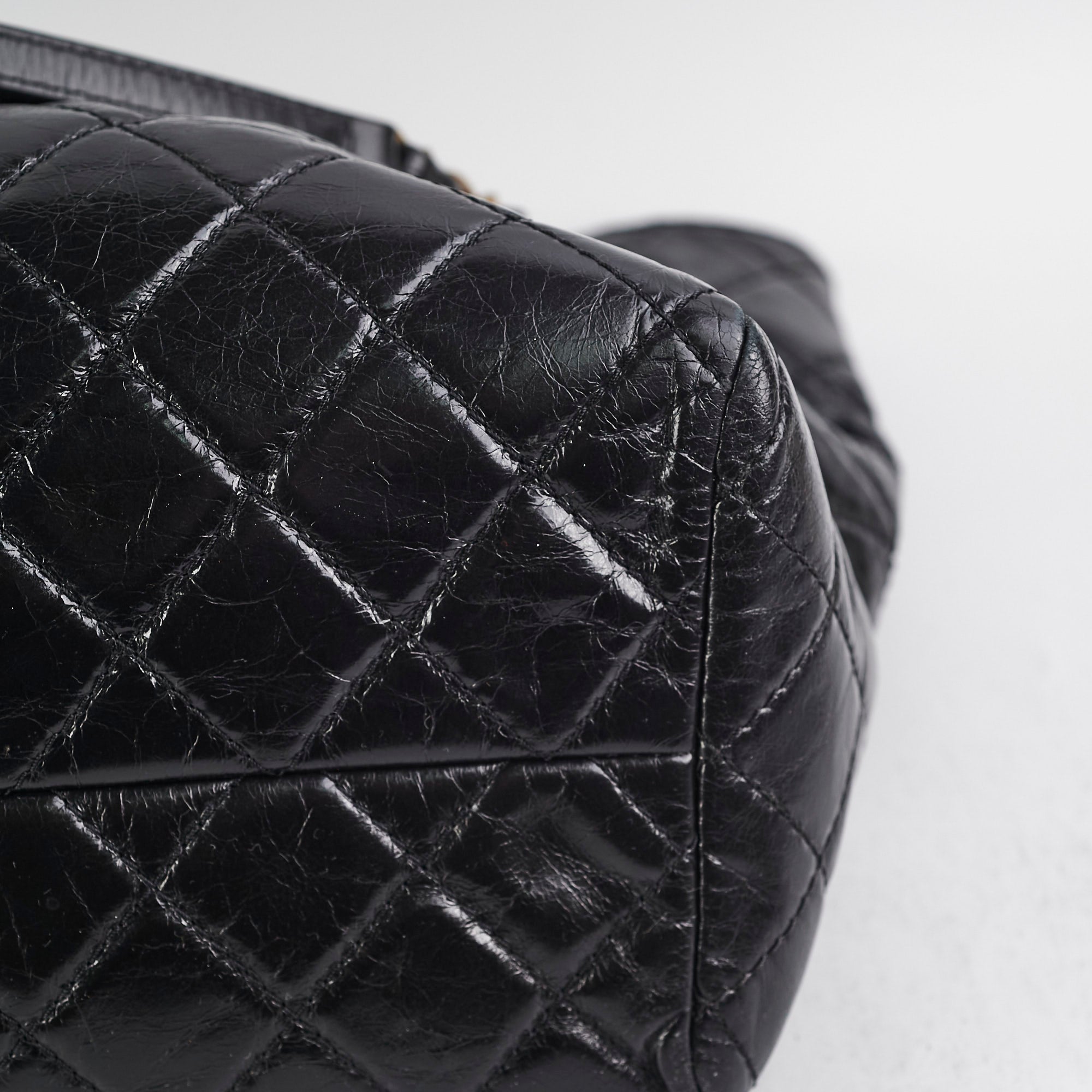 Chanel Black Shiny Calfskin Shoulder Tote Bag Series 20 - Luxury Leather Handbag for Women, Perfect for Work, Travel & Everyday Use