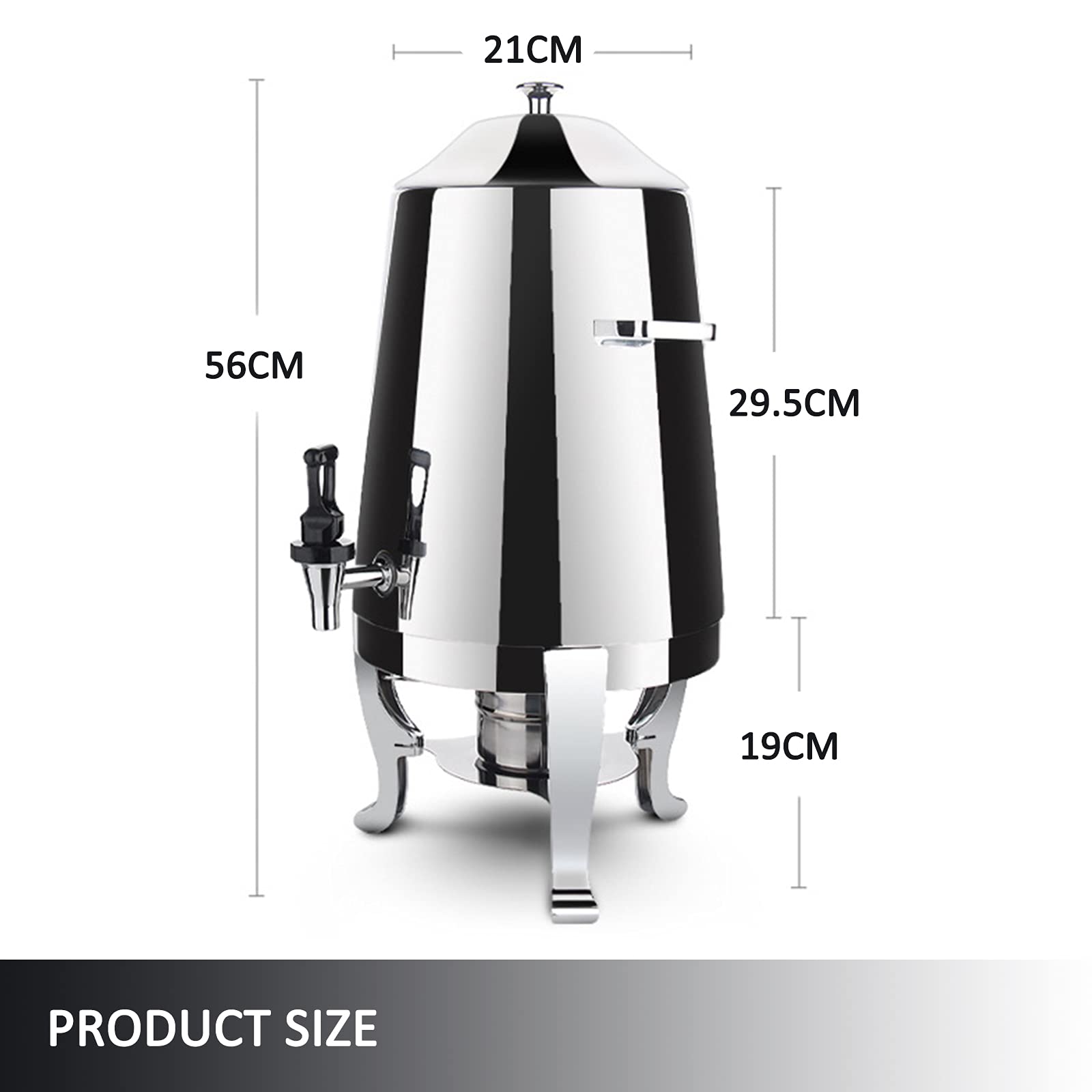 AIZYR 13L Elegant Stainless Steel Coffee Urn - Commercial Grade Hot & Cold Beverage Dispenser for Coffee, Tea, Hot Chocolate - Perfect for Catering, Restaurants, Offices and Large Events