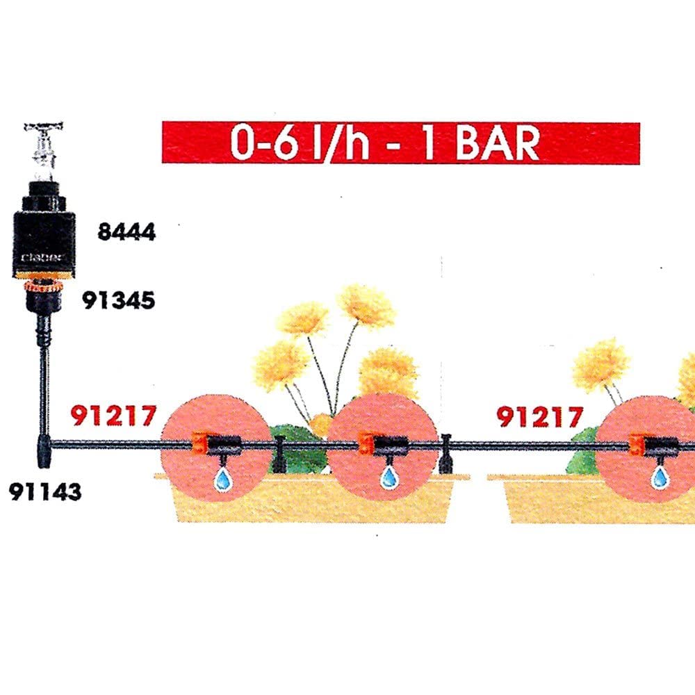 Claber Rainjet 91217 6-Line 10 Drip Irrigation Kit - Garden Watering System Accessories for Efficient Plant Hydration | Perfect for Lawns, Flower Beds & Vegetable Gardens