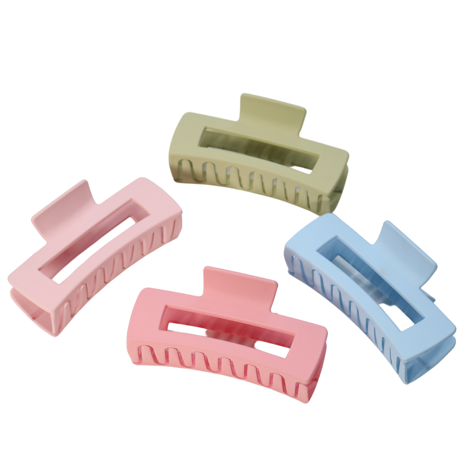 StyleTek XL Rectangular Claw Hair Clips - 4 Pack Set for Women, Strong Hold Hair Accessories for Thick Hair - Perfect for Ponytails, Buns & Everyday Hairstyles