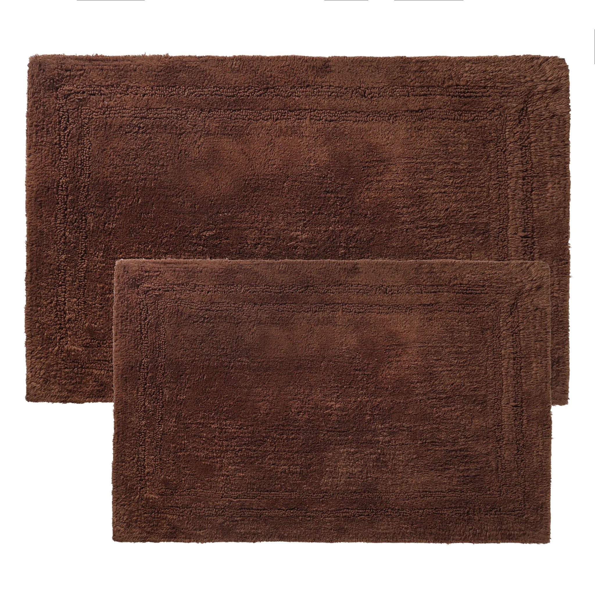 Non-Slip Cotton Bathroom Rug Set - 2 Piece Washable Absorbent Bath Mat with Anti-Skid Backing for Bathroom, Shower & Vanity Area