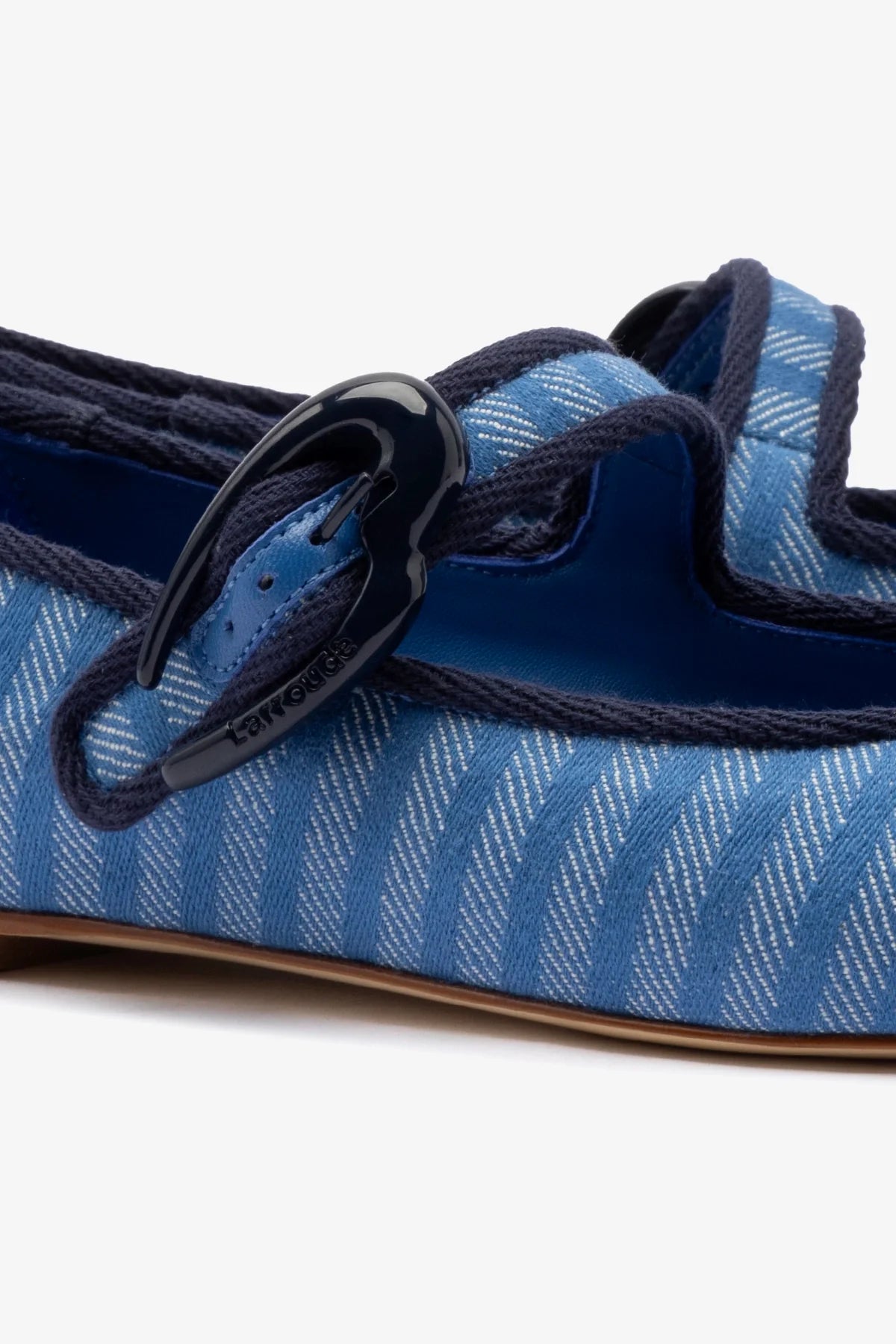 Verona Ballet Flats for Women - Egyptian Blue Striped Fabric with Navy Trimming - Comfortable & Stylish Shoes for Work, Casual Wear & Travel