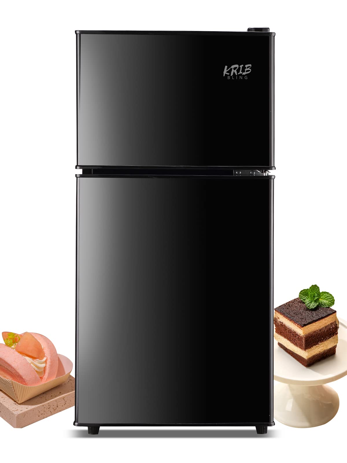 3.5 Cu.ft Retro Mini Fridge with Freezer - Compact Refrigerator for Home, Office, Dorm, RV | Adjustable Thermostat, 2-Door Design, Black | Perfect for Small Spaces, Beverage Storage & Snack Organization