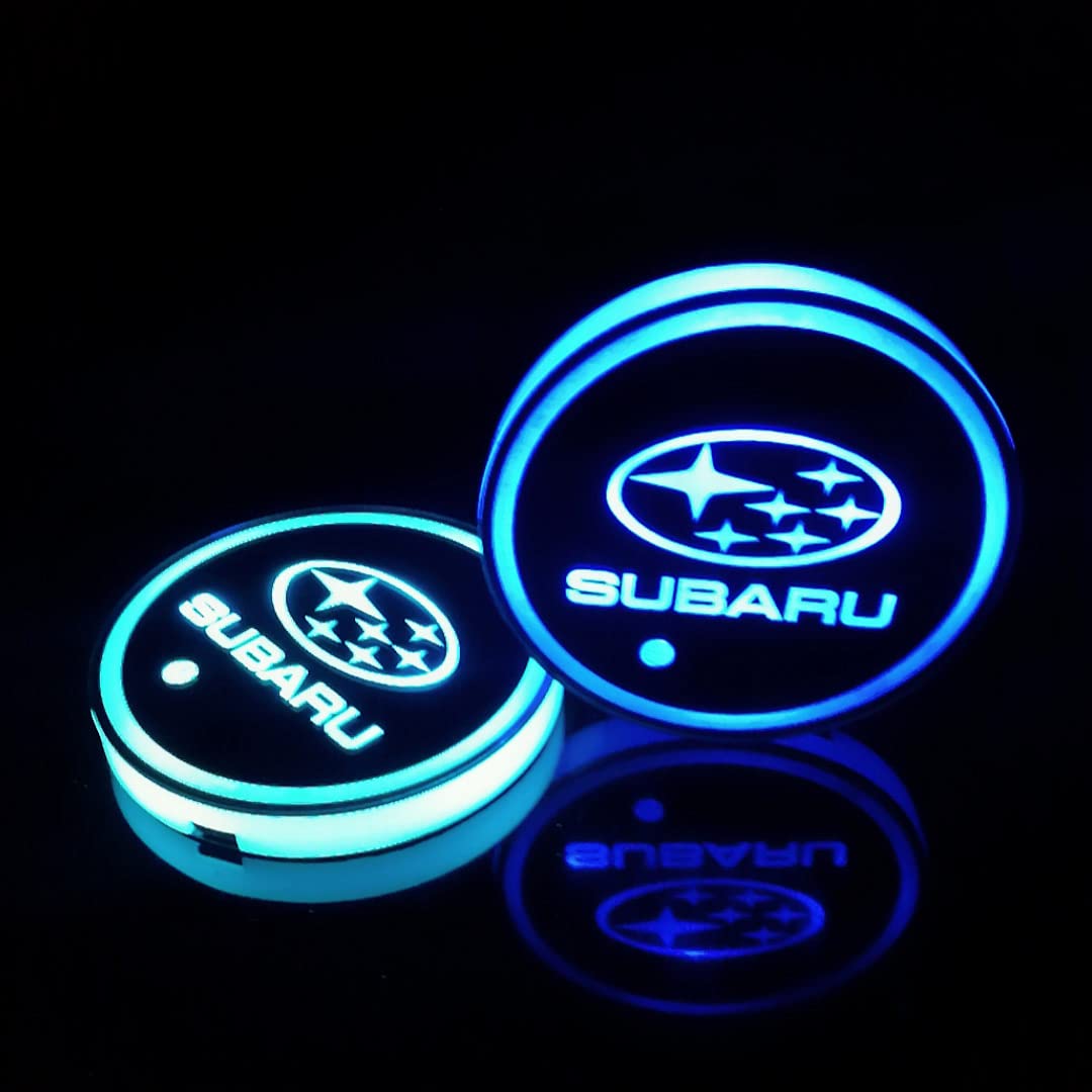 Carandy 2-Pack LED Car Cup Holder Lights - 7 Color Changing USB Charging Glow Coasters with Ambient Lighting for Cars, Trucks & SUVs | Perfect for Night Driving, Interior Decor & Party Atmosphere