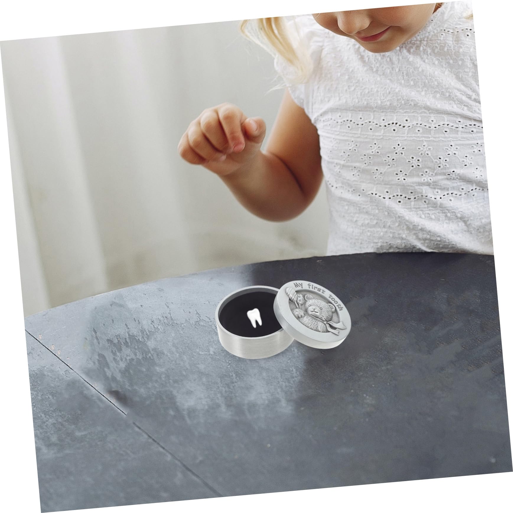 Vaguelly Baby Shower Tooth Box - Metal Keepsake Box for Baby's First Tooth & Milestone Memories - Perfect for Christening Gifts, Nursery Decor and Safekeeping Childhood Treasures