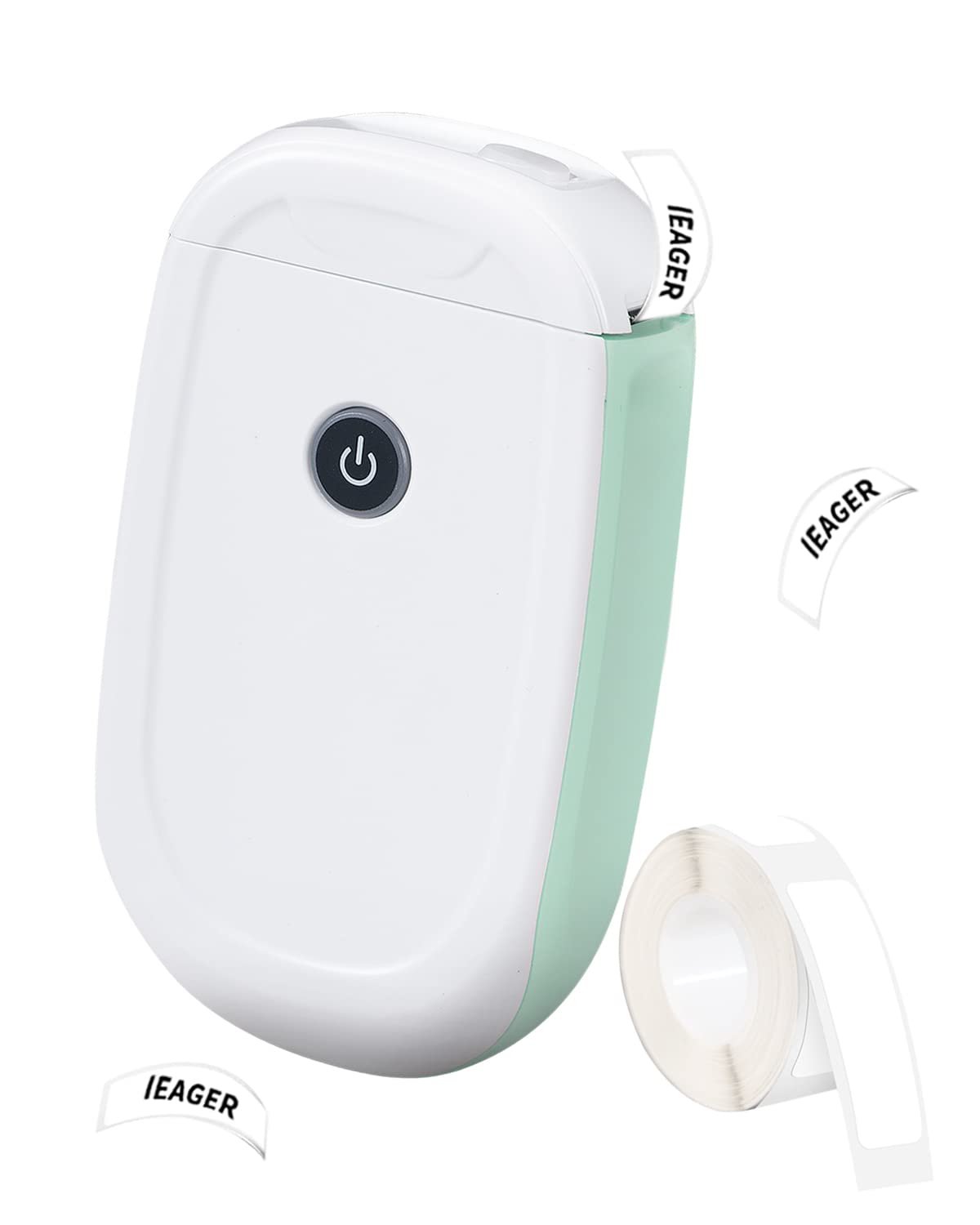 iEager L11 Wireless Label Maker - Portable Thermal Label Printer with Tape for Home, Office & Storage Organization (White-Green) | Perfect for Pantry, Craft Room & Business Labeling Needs