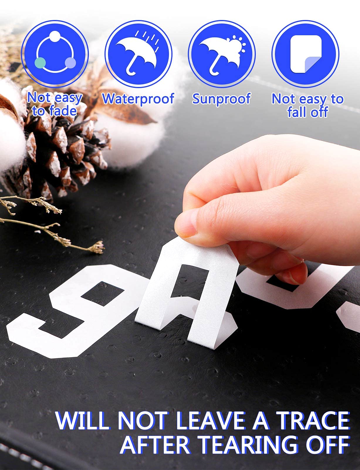 Seloom 148 PCS Reflective Mailbox Numbers & Letters Stickers - Waterproof Self-Adhesive for House Address (Indoor/Outdoor Use)