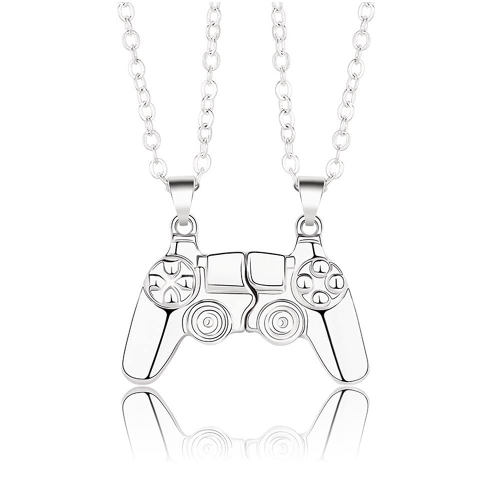 Magnetic Couple Necklace Set - Matching Game Controller Necklaces for Couples, Him and Her - Perfect Anniversary Gift for Gamers & Romantic Couples (Best for Valentine's Day, Wedding & Couple Gifts)