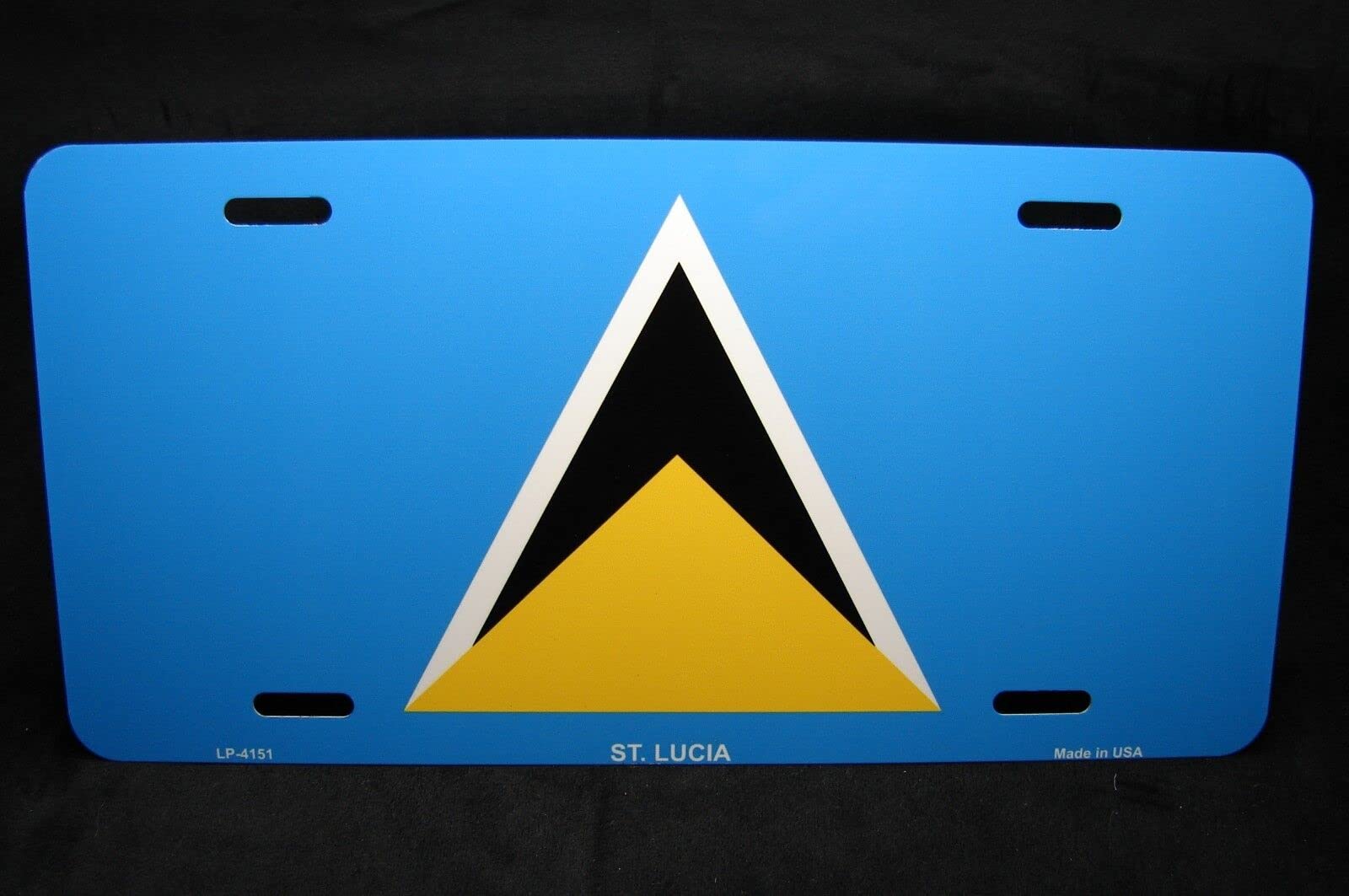 ST Lucia Flag Metal Car License Plate - Durable Auto Tag for Vehicles, Men's Den, Room, Garage & Workshop Decor | Perfect for Car Enthusiasts & Patriotic Displays