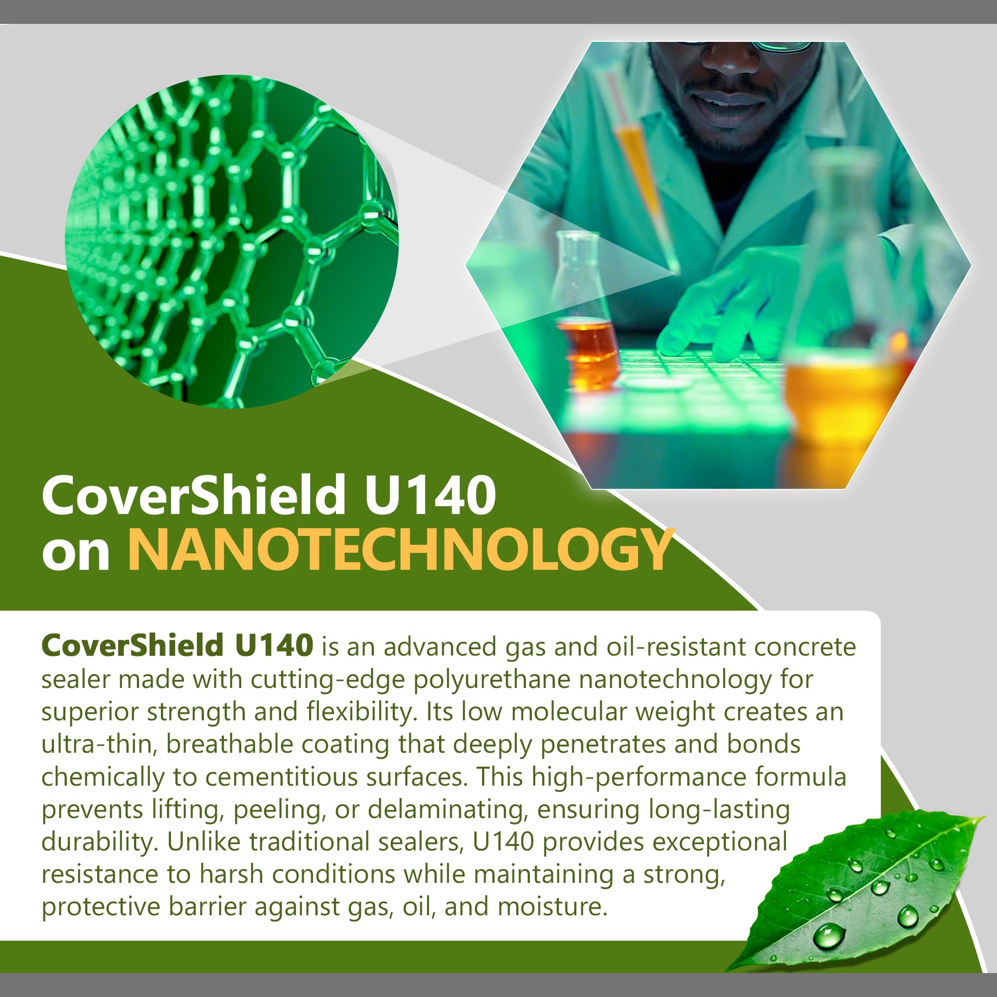 CoverShield U140 Gloss Hard Surface Flooring Sealer - Professional Grade 2-Part Kit (1 Quart) | Stain & Wear Resistant | Ideal for Wood, Concrete & Tile Floors in Homes, Offices & Commercial Spaces