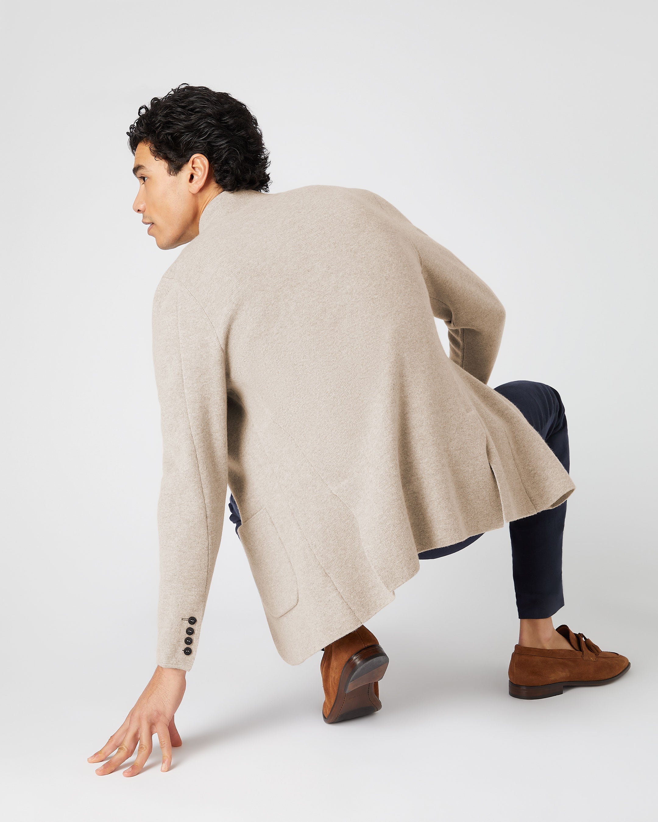 Premium Men's Grosvenor Milano Cashmere Jacket - Soft Oatmeal Brown Winter Coat for Business & Casual Wear | Office, Dinner Dates & Travel Essentials