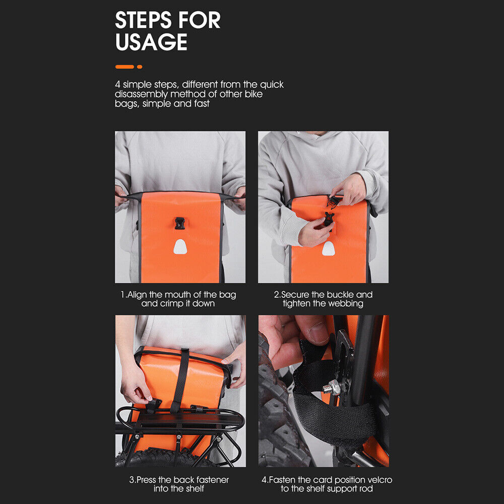 Waterproof Bicycle Pannier Bag - Durable Dry Bag for Cycling Commuting, Travel & Outdoor Adventures - Perfect for Rainy Days & Water Sports