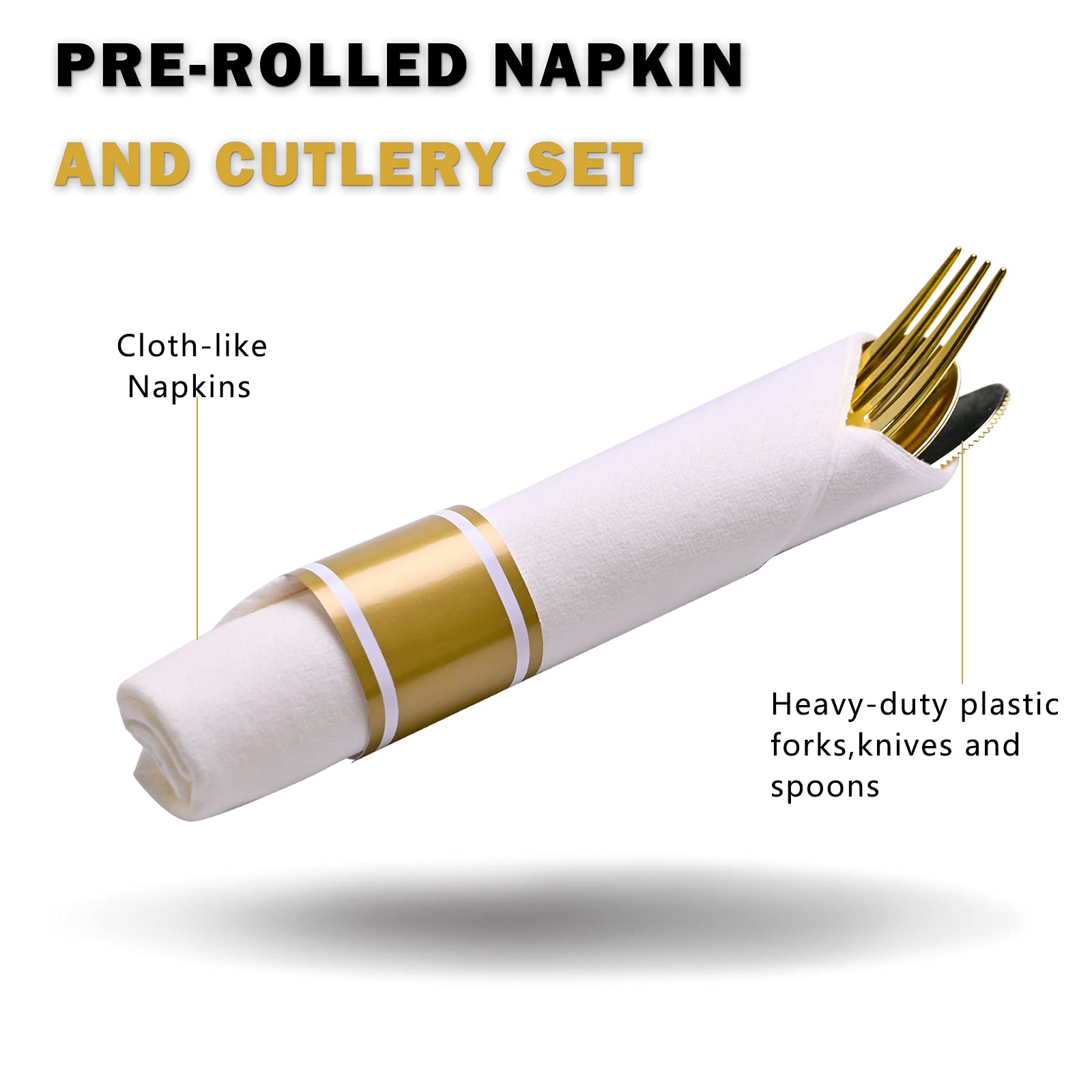 60-Piece Premium Gold Plastic Silverware Set - Heavy Duty Disposable Cutlery Kit with Forks, Knives & Spoons - Elegant Wedding, Party & Dinner Utensils for Catering, Picnics & Events
