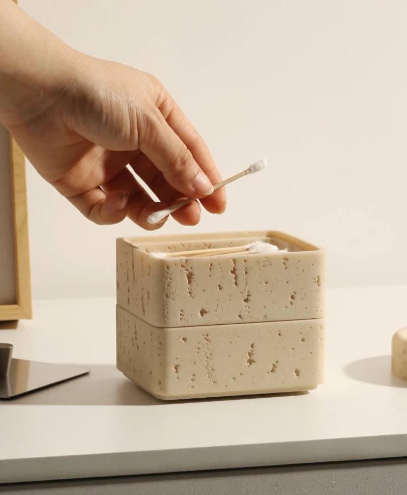 Stackable Travertine Organizer - Stylish Bathroom & Kitchen Storage Tray for Jewelry, Cosmetics, and Essentials