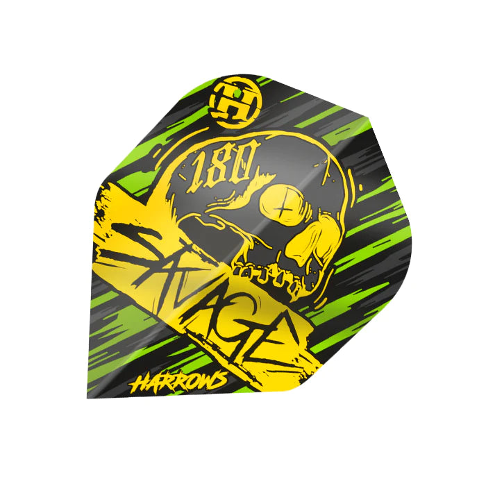 HARROWS SAVAGE Standard Small NO2 Shape Darts Flights - Yellow/Green for Precision Dart Throwing | Perfect for Professional and Casual Players