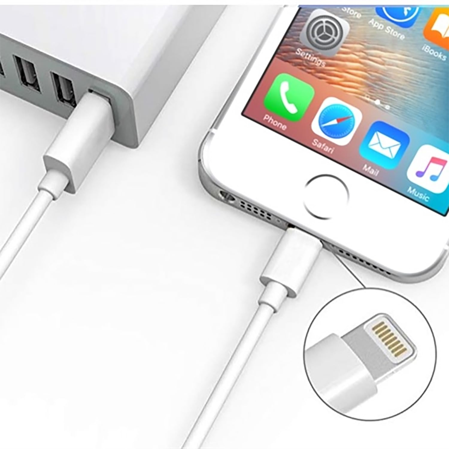 Apple MFi Certified USB A to Lightning Cable 9.8ft (3M) - Fast Charging & Data Sync for iPhone/iPad - White (11123) - Perfect for Home, Office & Travel Use
