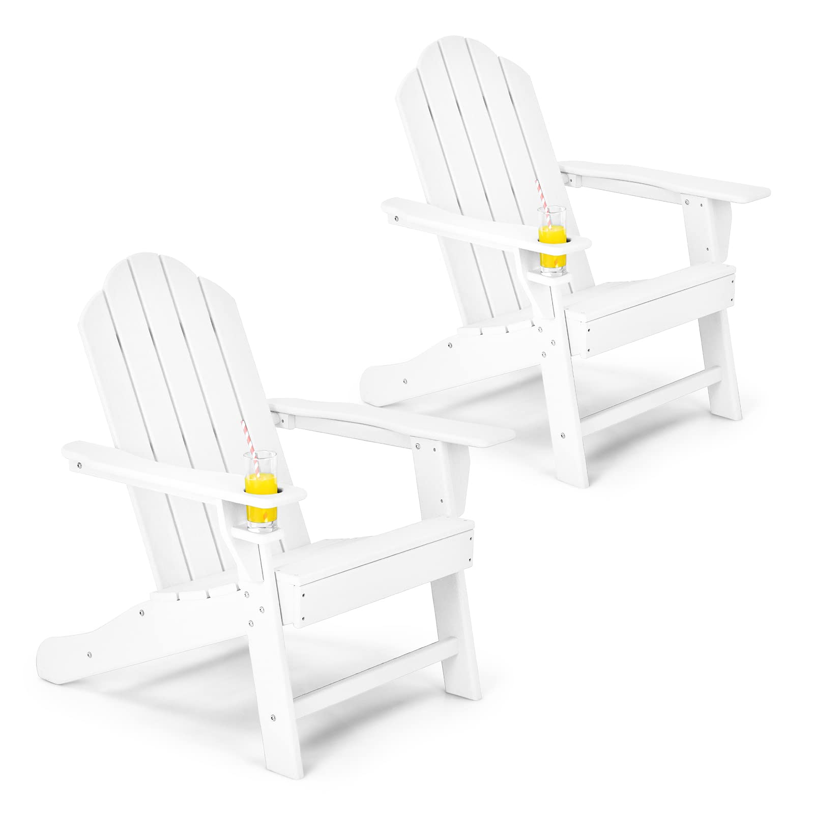 Giantex Set of 2 HDPE Weather-Resistant Adirondack Chairs for Outdoor Fire Pit, Patio, Deck, Garden, Yard & Lawn - Durable Composite Furniture for Camping, Relaxing & Backyard Gatherings