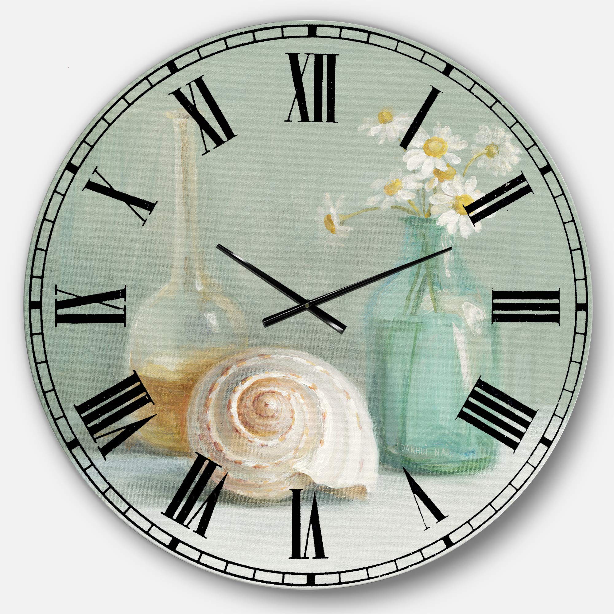 Designart Pastel Bath III Farmhouse Round Wall Clock - Vintage Metal Wall Art Decor for Living Room, Bedroom, Office | Perfect Rustic Home Decor Gift for Housewarming & Wedding