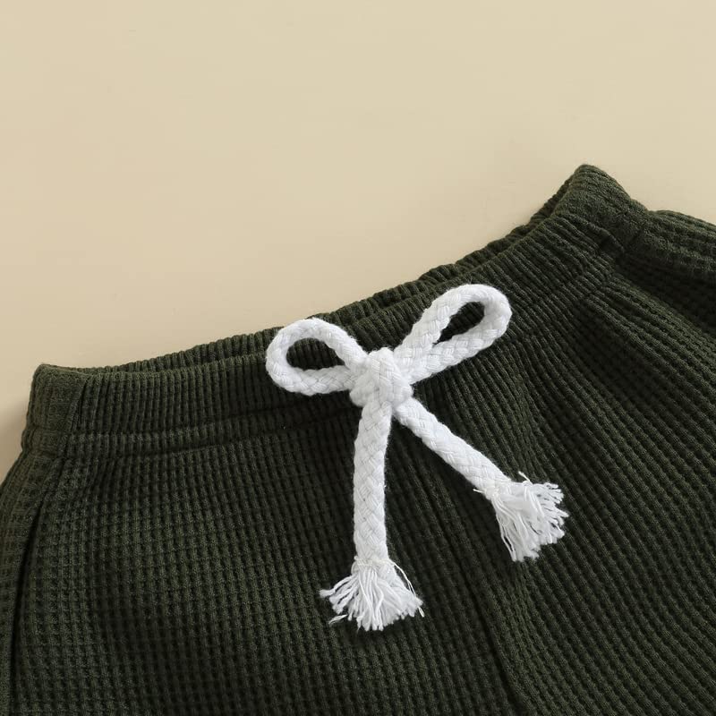 Newborn Baby Boy Summer Outfit - 2Pcs Waffle Knit Romper & Shorts Set with Sleeveless Bodysuit | Soft Cotton Comfort Wear for Playtime & Outdoor Activities